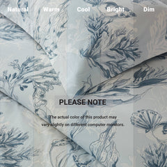 3-Piece Full/Queen 100% Cotton Sateen Duvet Cover Set,Navy/Blue