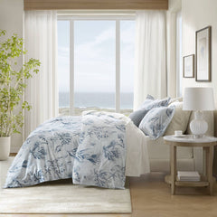 3-Piece Full/Queen 100% Cotton Sateen Duvet Cover Set,Navy/Blue