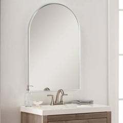 24x36 Inch Silver Metal Framed Arched Bathrrom Mirror for Wall.(W2203134098)