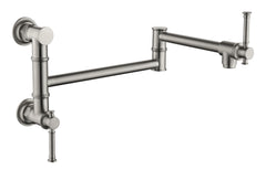 Wall mounted Pot Filler Faucet, Modern Brass Pot Filler Two-Attachment Wall Mount Folding Kitchen Pot Filler Swing Arm