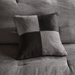7 Piece Faux Suede Comforter Set Grey Queen