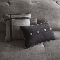 7 Piece Faux Suede Comforter Set Grey Queen