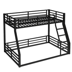 Metal Bunk Bed, Twin over Full Floor Bunk Bed Frame,Heavy-Duty Bunk Bed for Kids, Teens, Adults, Noise-reduced Design, Black