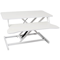 Adjustable Height Standing Laptop Desk,Adjustable Sit to Stand Up Workstation with Keyboard Tray,White