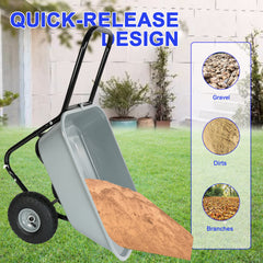 Two-wheeled cart, garden cart, 10-inch pneumatic wheels(gray)