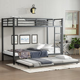 Twin XL over Twin XL Metal Bunk Bed with Twin Size Trundle, Black
