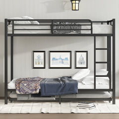 Twin XL over Twin XL Metal Bunk Bed with Twin Size Trundle, Black