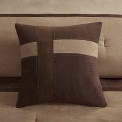 7 Piece Faux Suede Comforter Set Brown Cal King