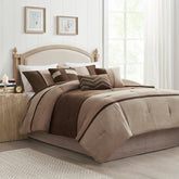 7 Piece Faux Suede Comforter Set Brown Cal King