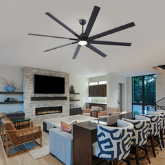 84 In Super Large Black Ceiling Fan with Remote Control 8 Blades