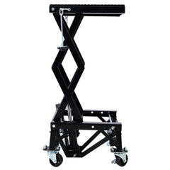 300 lbs Hydraulic Motorcycle Scissor Jack Lift Foot Step Wheels for Small Dirt Bikes,black color