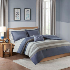Twin XL Striped Comforter Set with Bed Sheets