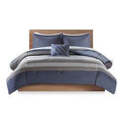 Twin XL Striped Comforter Set with Bed Sheets