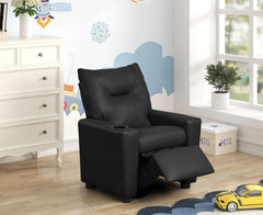 Evelyne 23"W Black PU Leather Kids Recliner Chair with Cupholder