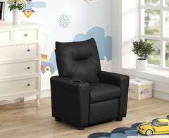 Evelyne 23"W Black PU Leather Kids Recliner Chair with Cupholder
