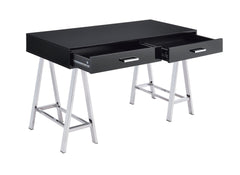 Coleen Black High Gloss & Chrome Finish Writing Desk W/USB