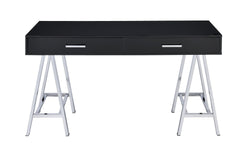 Coleen Black High Gloss & Chrome Finish Writing Desk W/USB