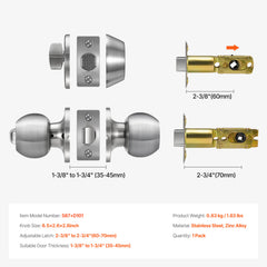 Entry Door Knob and Deadbolt Set Satin Nickel Single Cylinder Deadbolt