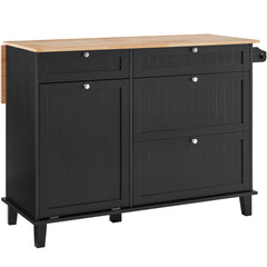 Kitchen Island Cart Storage Cabinet Serving with Drawer & Trash Cabinet