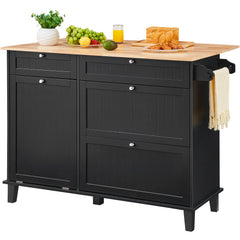 Kitchen Island Cart Storage Cabinet Serving with Drawer & Trash Cabinet