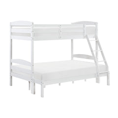 Twin over Full Bunk Bed with Guard Rails 1pc Sturdy Wood Frame White Finish Youth Bedroom Furniture