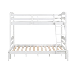 Twin over Full Bunk Bed with Guard Rails 1pc Sturdy Wood Frame White Finish Youth Bedroom Furniture