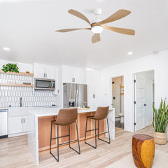 52 Inch Modern Led Ceiling Fan With 3 Color Dimmable 5 ABS Blades Remote Control Reversible DC Motor White For Bedroom
