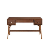 3 Drawer Wooden Writing Desk with Splayed Legs, Walnut Brown