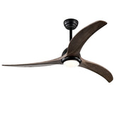 52" Solid Wood Blades Ceiling Fan, Indoor Ceiling Fan With Light with Remote Control, Noiseless Reversible Motor, 6 Speed ,3 Color , for Patio Living Room, Bedroom, Office,Indoor.(Matte Black)
