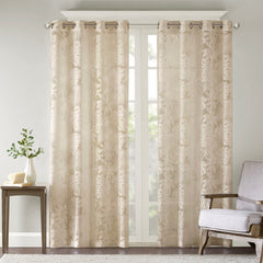 Palm Leaf Burnout Window Sheer Natural 50x95"