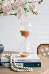 3.5x3.5x10" Decorative 45-Minute Hourglass with Clear Contoured Design and Terracotta Sand