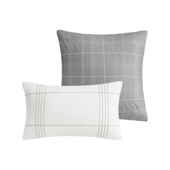 6 Piece Cotton Jacquard Oversized Comforter Set White/Grey King