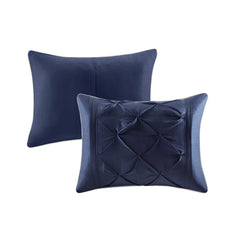7 Piece Tufted Comforter Set Navy Cal King
