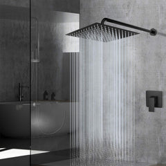 16 Inch Oversize Stainless Steel Rain Shower Head - Matte Black High Pressure Shower Head, Square Rainfall Showerhead - Waterfall Full Body Coverage - Universal Ceiling or Wall Mount
