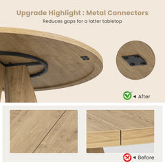 47" Round Dining Table for 4-7 People, Modern Wood Kitchen Table with Sturdy Metal Base, Large Round Dinner Table for Dining Room, Easy Assembly