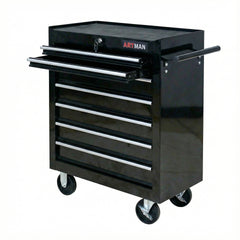 7 DRAWERS MULTIFUNCTIONAL TOOL CART WITH WHEELS-BLACK