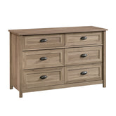 Coastal Dresser with Six Roomy Drawers, Brown Finish
