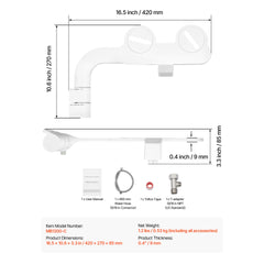Bidet Attachment for Toilet Self-Cleaning Dual Nozzles Adjustable Pressure