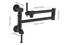 Wall mounted Pot Filler Faucet, Modern Brass Pot Filler Two-Attachment Wall Mount Folding Kitchen Pot Filler Swing Arm