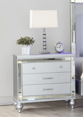 Sterling Modern Style Mirror Framed 3-Drawer Nightstand Made with Wood in Silver same as G150108488 (NJ inventory)