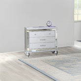 Sterling Modern Style Mirror Framed 3-Drawer Nightstand Made with Wood in Silver same as G150108488 (NJ inventory)
