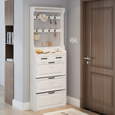 NEW White color shoe cabinet with 3 doors 2 drawers with hanger,large space for storage