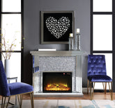 Noralie Mirrored & Faux Diamonds Fireplace (Battery not Included)
