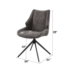 Malika Brown Gray Chenille Side Chair w/Swivel (Set of 2)