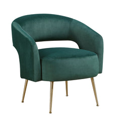 Modern Dark Green Soft Velvet Accent Chair Plush Foam Comfort Upholstery Gold Finish Legs Luxurious Living Room Furniture 1pc
