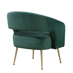 Modern Dark Green Soft Velvet Accent Chair Plush Foam Comfort Upholstery Gold Finish Legs Luxurious Living Room Furniture 1pc
