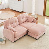 Cloud Sectional L-Shaped Couch With Ottoman,Soft Chenille Fabric,Tufted Cushion Backrest Design High-Density Foam,Fits Bedrooms Living Rooms Reading Nooks,Pink