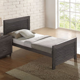 Transitional Style 1pc Twin Size Bed Panel Headboard Slat Design Charcoal Brown Finish Bedroom Furniture
