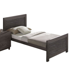 Transitional Style 1pc Twin Size Bed Panel Headboard Slat Design Charcoal Brown Finish Bedroom Furniture