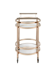 Lakelyn Clear Glass & Rose Gold Finish Serving Cart